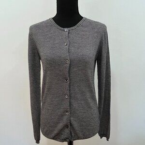 NWT Happy Sheep Black and White Stripped 100% Cashmere Cardigan, M